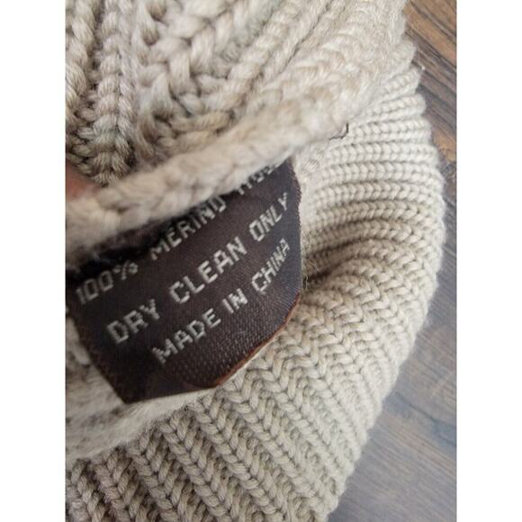 Nicholas K Long Cardigan Sweater S Button/zipper 100% Merino Knit Tan Unique - Picture 11 of 11